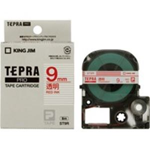 （まとめ買い）キングジム テプラPROテープ ST9R 透明に赤文字 9mm 【×5セット】
