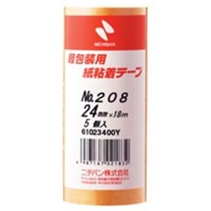 （まとめ買い）ニチバン 紙粘着テープ 208-24 24mm×18m 5巻 【×5セット】
