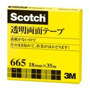 （まとめ買い）スリーエム 3M 透明両面テープ 665-3-18 18mm×35m 【×2セット】