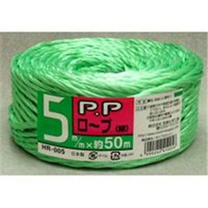 （まとめ買い）宮島化学工業 PPロープ HR-005 小巻 50m 緑 【×10セット】