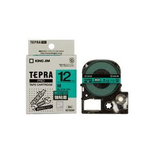 （まとめ買い）キングジム テプラ PROテープ強粘着 SC12GW 緑に黒文字 12mm 【×5セット】