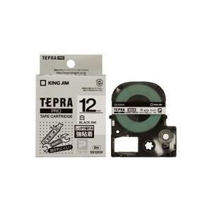（まとめ買い）キングジム テプラ PROテープ強粘着 SS12KW 白に黒文字 12mm 【×5セット】
