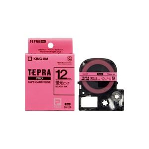 （まとめ買い）キングジム テプラPROテープSK12P 蛍光桃に黒文字 12mm 【×5セット】