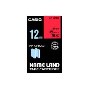 （まとめ買い）カシオ CASIO 蛍光テープ XR-12FRD 赤に黒文字 12mm 【×5セット】