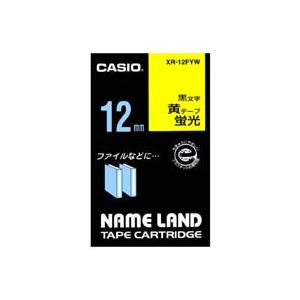 （まとめ買い）カシオ CASIO 蛍光テープ XR-12FYW 黄に黒文字 12mm 【×5セット】