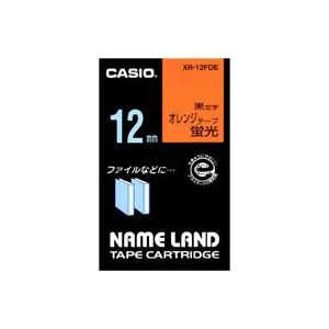 （まとめ買い）カシオ CASIO 蛍光テープ XR-12FOE 橙に黒文字 12mm 【×5セット】