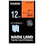 （まとめ買い）カシオ CASIO 蛍光テープ XR-12FOE 橙に黒文字 12mm 【×5セット】