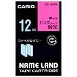 （まとめ買い）カシオ CASIO 蛍光テープ XR-12FPK 桃に黒文字 12mm 【×5セット】