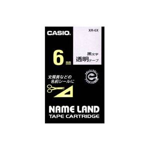 （まとめ買い）カシオ CASIO 透明テープ XR-6X 透明に黒文字 6mm 【×5セット】