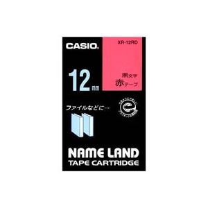 （まとめ買い）カシオ CASIO ラベルテープ XR-12RD 赤に黒文字 12mm 【×5セット】
