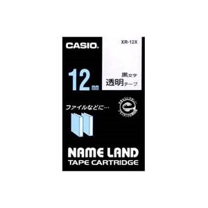 （まとめ買い）カシオ CASIO 透明テープ XR-12X 透明に黒文字 12mm 【×5セット】
