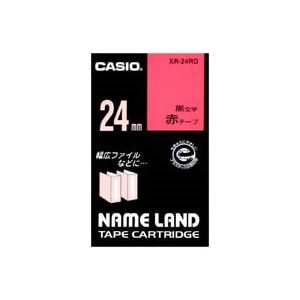 （まとめ買い）カシオ CASIO ラベルテープ XR-24RD 赤に黒文字 24mm 【×3セット】