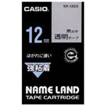 （まとめ買い）カシオ CASIO 強粘着テープ XR-12GX 透明に黒文字 12mm 【×5セット】