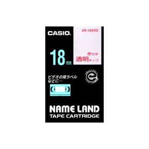 （まとめ買い）カシオ CASIO 透明テープ XR-18XRD 透明に赤文字 18mm 【×3セット】