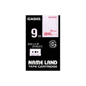 （まとめ買い）カシオ CASIO 透明テープ XR-9XRD 透明に赤文字 9mm 【×5セット】