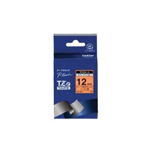 （まとめ買い）ブラザー工業 文字テープ TZe-B31蛍光橙に黒文字 12mm 【×3セット】