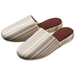 （まとめ買い）オーミケンシ レザー調ストライプ柄スリッパ 5503ブラウ 【×3セット】