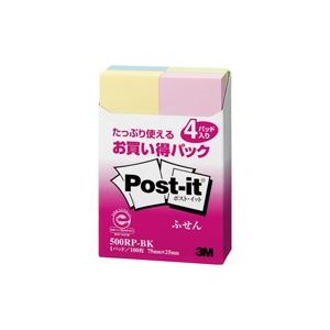（まとめ買い）スリーエム 3M ポストイット 再生紙ふせん 500RP-BK 混色 【×10セット】