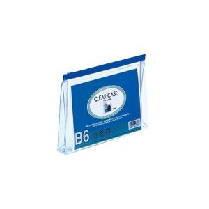 （まとめ買い）LIHITLAB クリアケース ファスナー付 F-171 B6S 藍 マチ付 【×10セット】