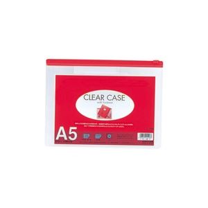 （まとめ買い）LIHITLAB クリアケース F-72S A5S 赤 【×20セット】