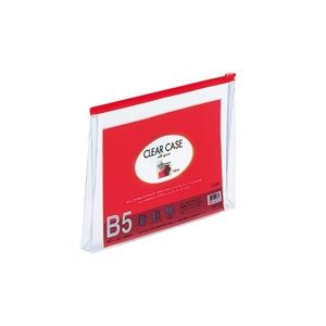（まとめ買い）LIHITLAB クリアケース マチ付き F-73SM B5S 赤 【×10セット】