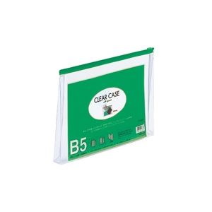 （まとめ買い）LIHITLAB クリアケース マチ付き F-73SM B5S 緑 【×10セット】