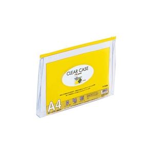 （まとめ買い）LIHITLAB クリアケース マチ付き F-74SM A4S 黄 【×10セット】