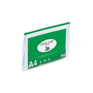 （まとめ買い）LIHITLAB クリアケース マチ付き F-74SM A4S 緑 【×10セット】