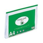 （まとめ買い）LIHITLAB クリアケース マチ付き F-74SM A4S 緑 【×10セット】