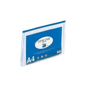 （まとめ買い）LIHITLAB クリアケース マチ付き F-74SM A4S 藍 【×10セット】