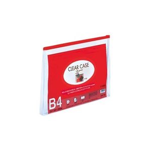 （まとめ買い）LIHITLAB クリアケース マチ付き F-75SM B4S 赤 【×10セット】