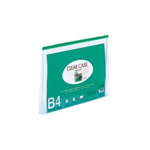 （まとめ買い）LIHITLAB クリアケース マチ付き F-75SM B4S 緑 【×10セット】