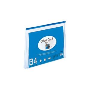 （まとめ買い）LIHITLAB クリアケース マチ付き F-75SM B4S 藍 【×10セット】