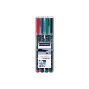 （まとめ買い）ステッドラー ルモカラー 317 WP4 油性細書 4色セット 【×3セット】