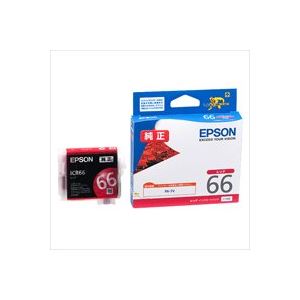 （まとめ買い）エプソン EPSON インクカートリッジ ICR66 レッド 【×4セット】