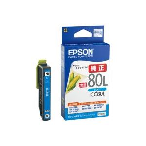 （まとめ買い）エプソン EPSON インクカートリッジ ICC80L シアン 【×4セット】