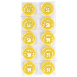 （まとめ買い）ミツヤ カラーマグネット MR-50 黄 50mm 10個 【×5セット】