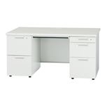 プラス 両袖机 JS-147D-32 WH ホワイト