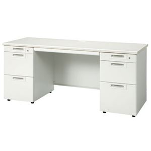 プラス 両袖机 RJ-166D-33 WH ホワイト