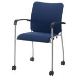 【組立設置費込】ジョインテックス 会議イス GK-A30R ネイビー 肘付キャスタ付