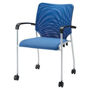 【組立設置費込】ジョインテックス 会議イス GK-A30MR ブルー 肘付キャスタ付