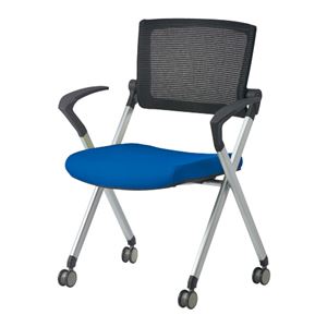ジョインテックス 会議イス GK-A90SM ブルー 肘付