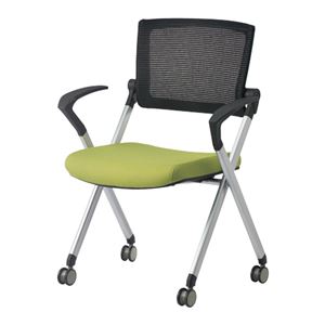 ジョインテックス 会議イス GK-A90SM グリーン 肘付
