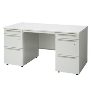 プラス 両袖机 UJ-147D-33 ホワイトWS／W4 W1400