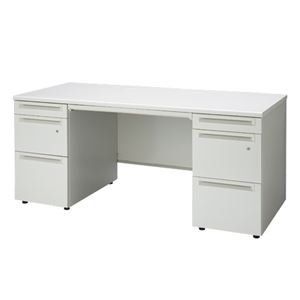 プラス 両袖机 UJ-167D-33 ホワイトWS／W4 W1600