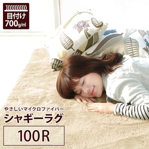 ラグマット 洗える 円形（直径100cm） ベージュ 【やさしいマイクロファイバーシャギーラグ】 〔北欧風 丸洗い カーペット 丸型 サークル〕