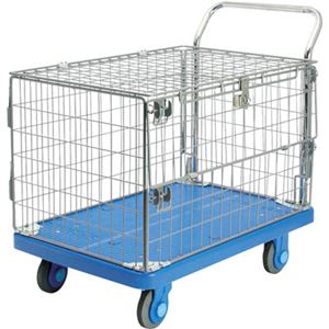 カナツー 静音PLA300網-蓋付樹脂製運搬車 PLA300AMIM1FT