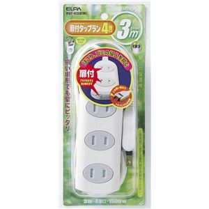 （業務用セット） ELPA 扉付タップ 4個口 3m ホワイト WBT-4030B（W） 【×5セット】