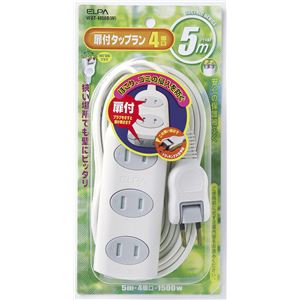 （業務用セット） ELPA 扉付タップ 4個口 5m ホワイト WBT-4050B（W） 【×5セット】