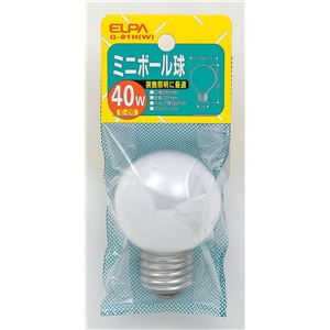 （業務用セット） ELPA ミニボール球 電球 40W E26 G50 ホワイト G-81H（W） 【×25セット】